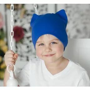Детская шапка с ушками синяя